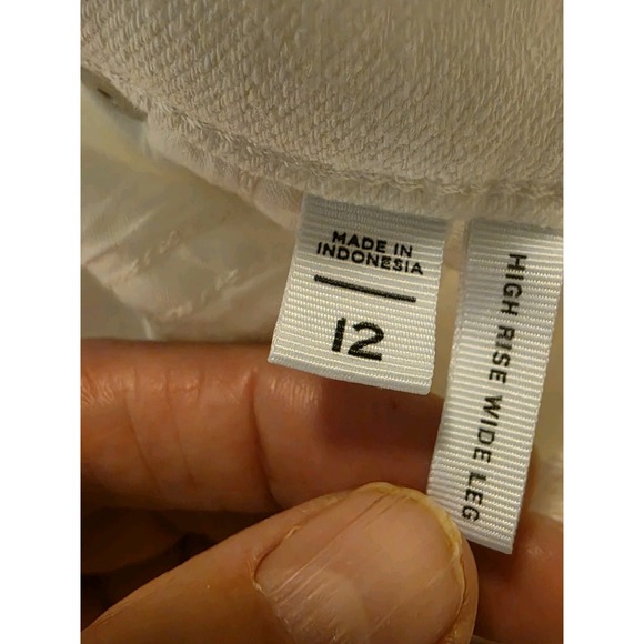 Loft Outlet Women's Size‎ 12 White Cotton Stretch Denim High-Rise Wide-Leg Jeans - Picture 4 of 8